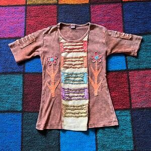 Y2K Boho Earthy Flower Top